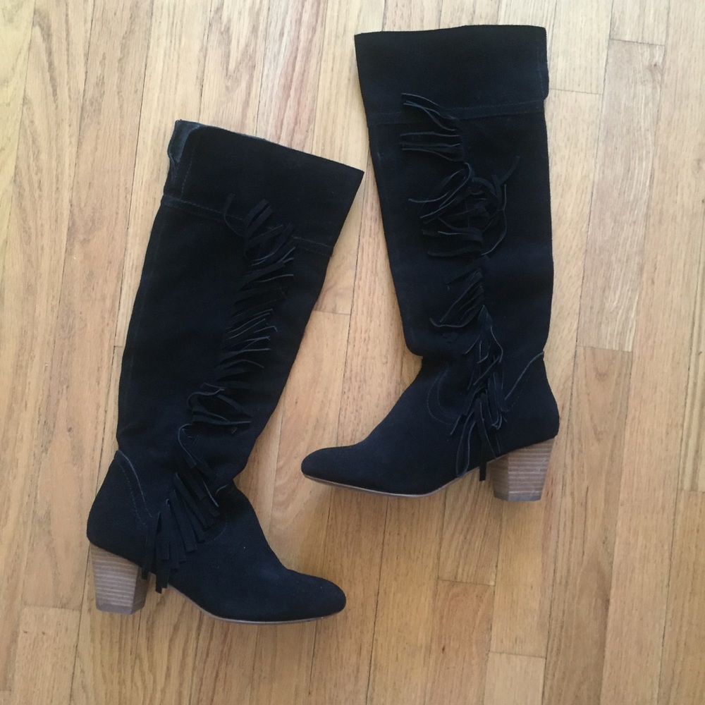 Urban Outfitters Ecote Black Fringe Tall Boot